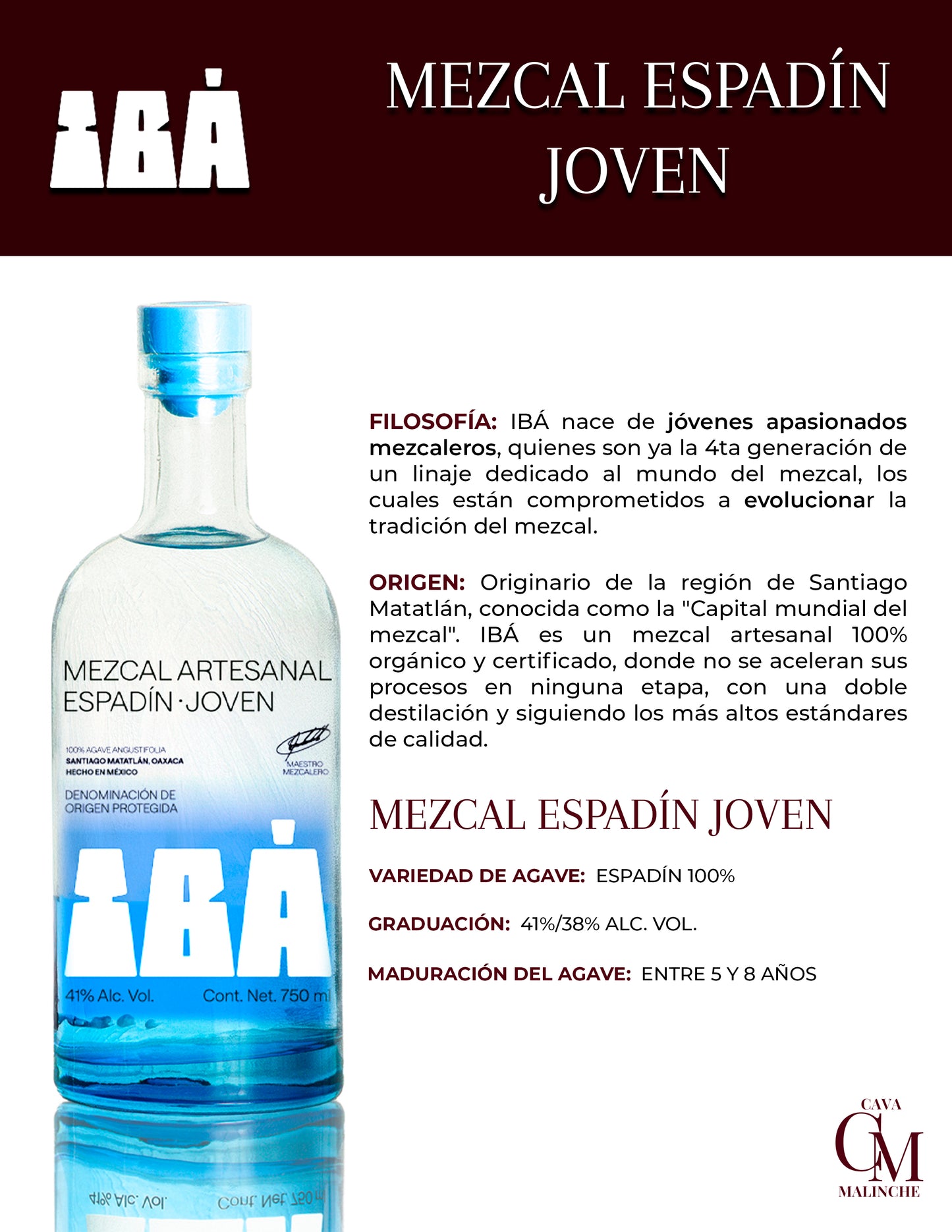 Mezcal Espadín joven 100% Espadín 38° 750ml